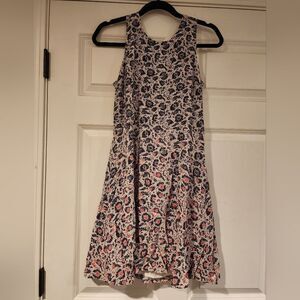 GAP black, white, and pink floral sleeveless fit and flare dress S